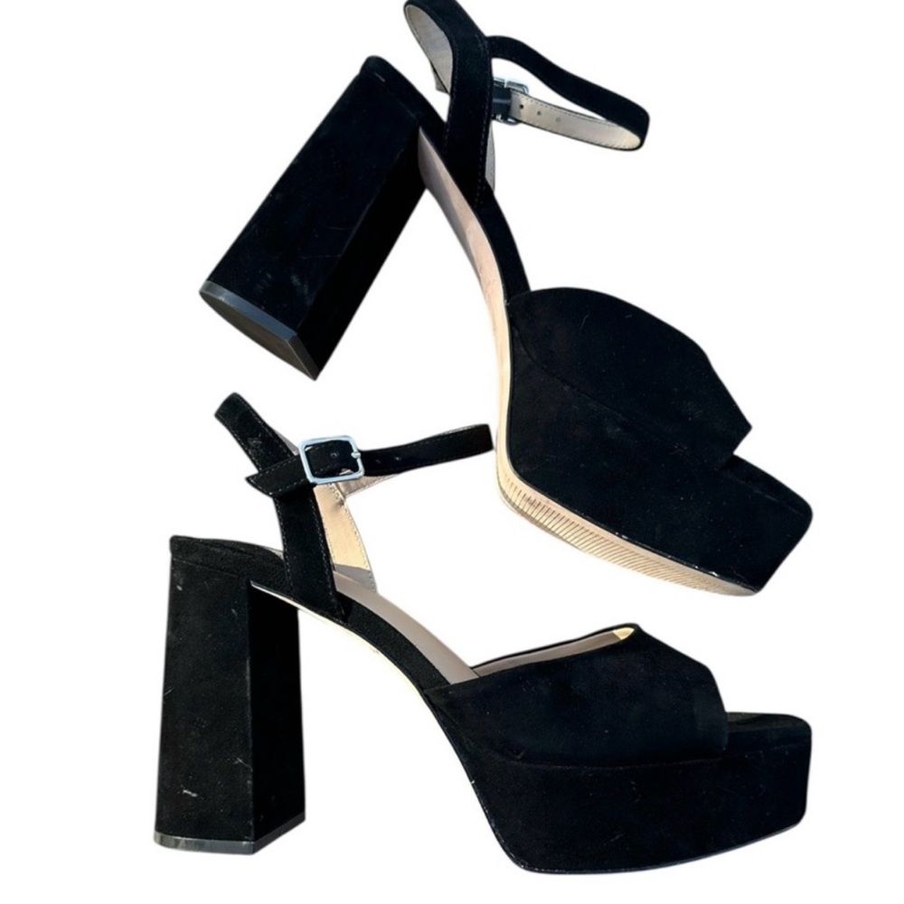 ANTONIO MELANI Black Suede Platform Sandals